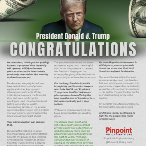 Pinpoint Runs Ads In Today’s Wall Street Journal & New York Post Congratulating President Trump on 401(k) Reform